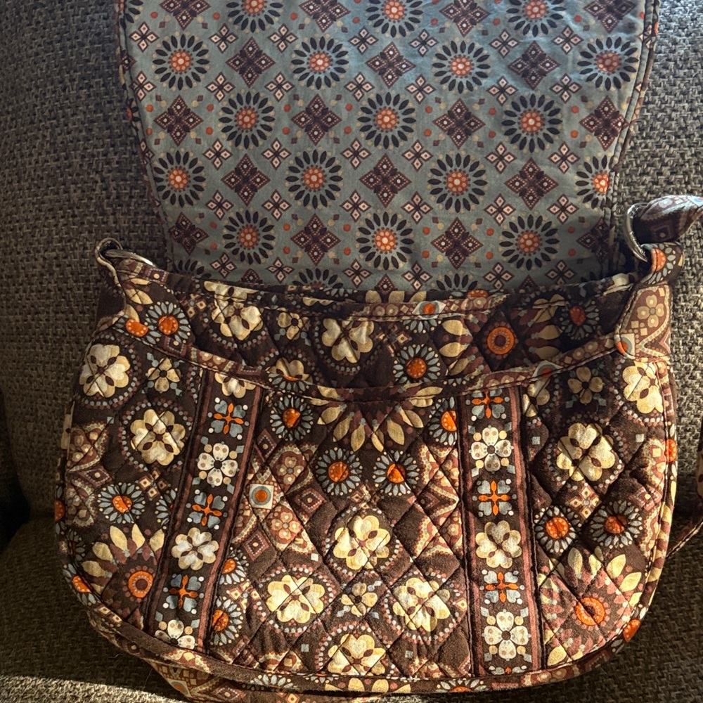 Vera Bradley Floral Patterned Brown Crossbody Bag - Picture 2 of 7